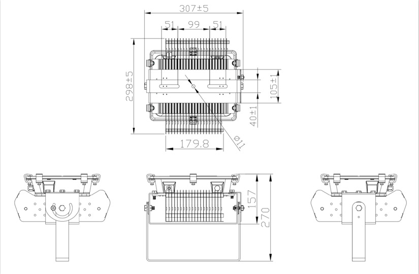 150W LED Spotlight 15° 30° 60° 110Lm/W