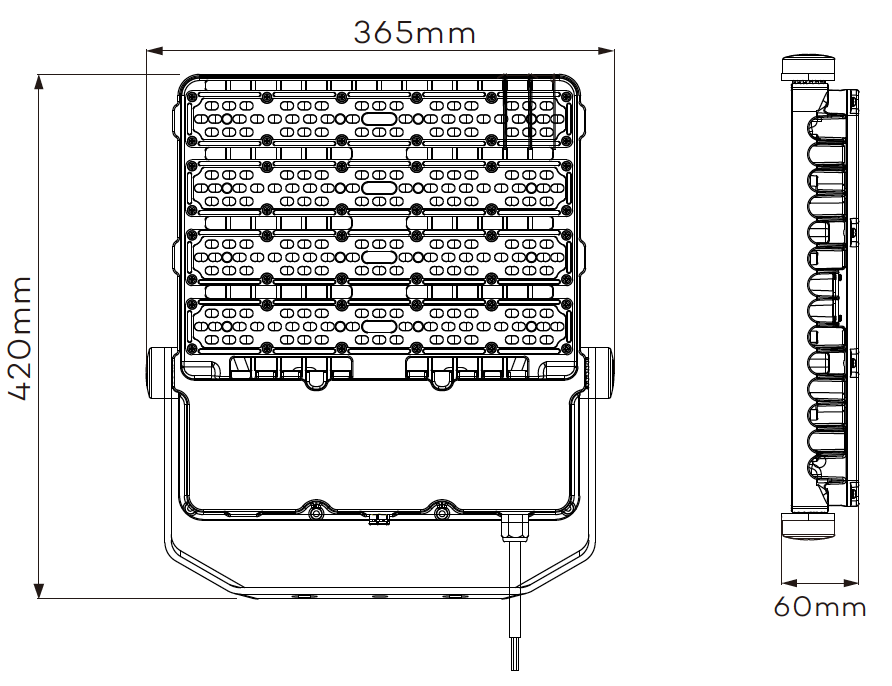 led tennis court light size