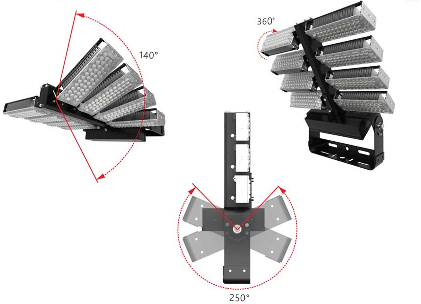 960W Rotatable Module Flood Light 158400 LM Easy Installation For Sports Lighting