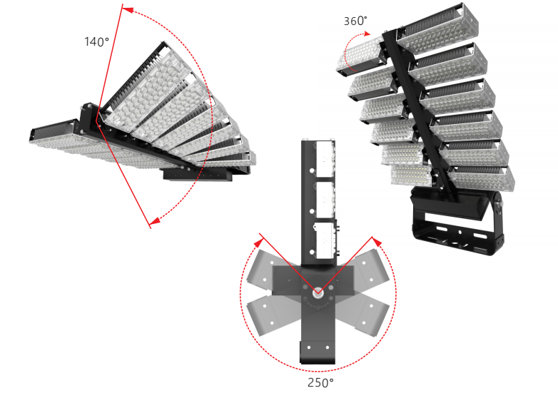 1440W LED Stadium Lights 160lm/w Rotating Modular LED Flood Light