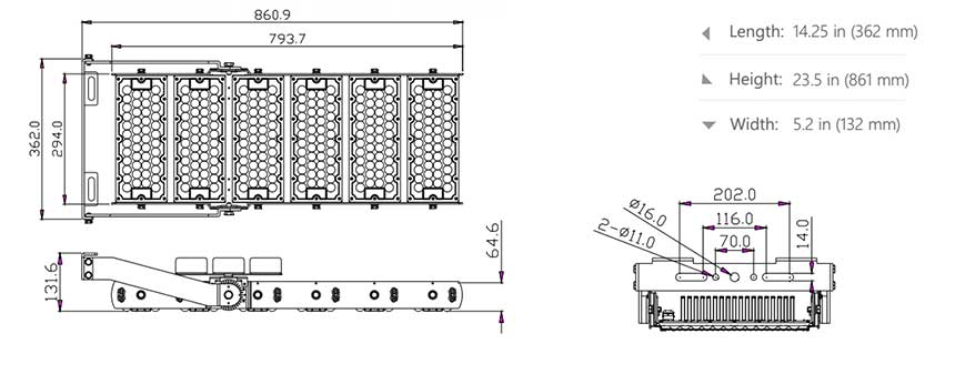 600 Watt LED Modular Stadium Flood Light  For Sport Fields / Football Field