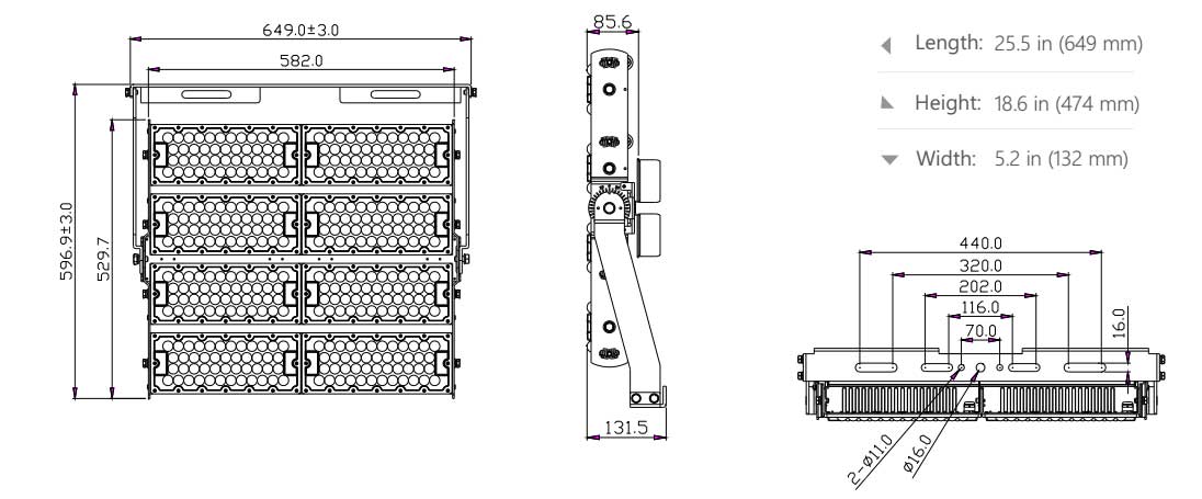 Soccer Field Light 800W LED Stadium Lights 160LM/W LED Football Floodlights Replacement 2600W HID