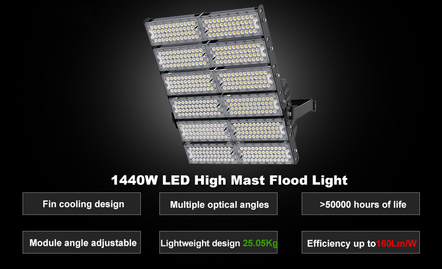 1440W led high mast spotlight