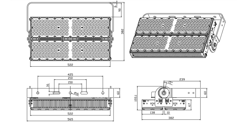 480W 600W Anti-corrosion LED Sports Light