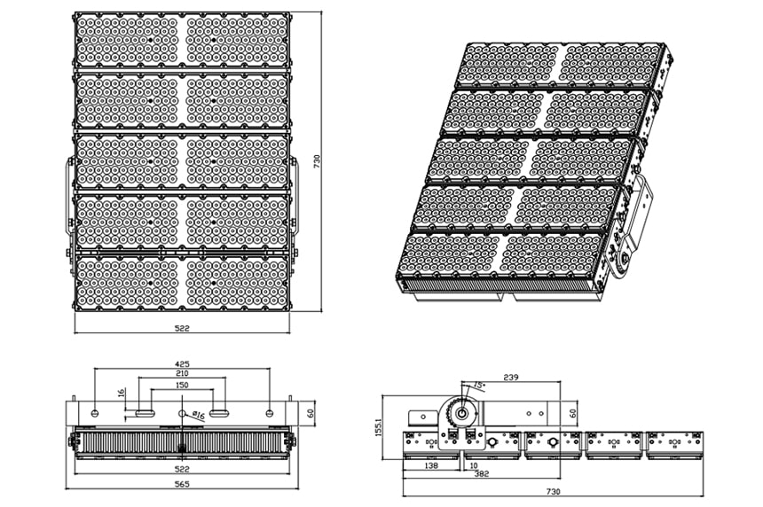 1500W LED Stadium Sport Light For High Mast Floodlight