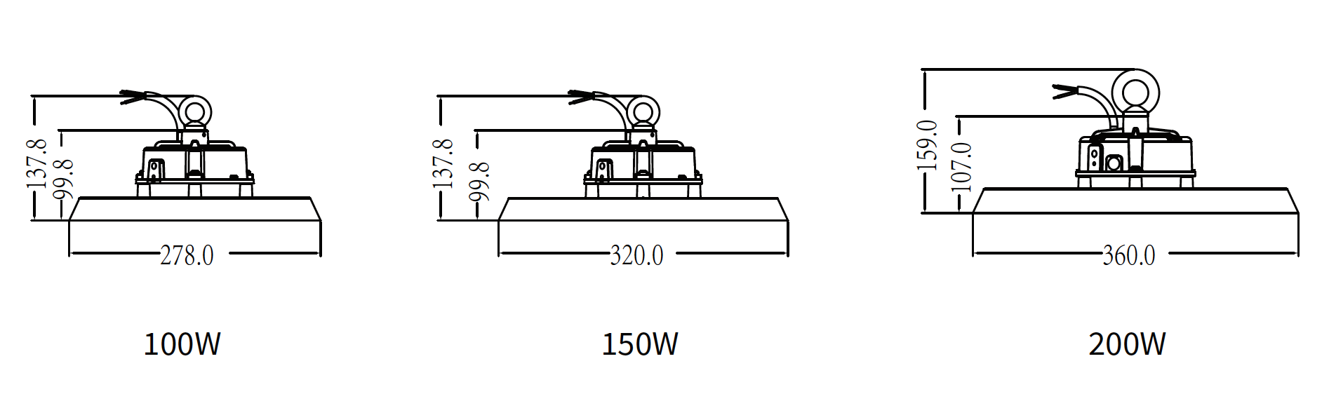 190Lm/W UFO LED High Bay Light 150W