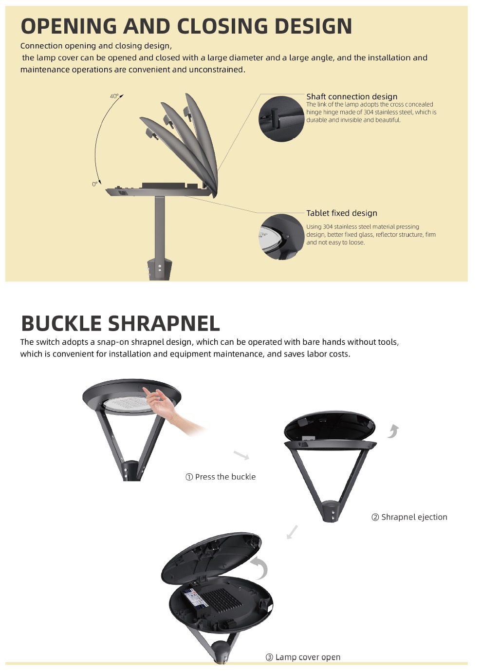 50W LED Garden Pole Light 7500Lm Outdoor Landscape Light