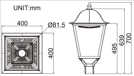 60W LED Post Top Pole Lights LED Circular Area Light