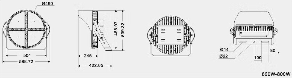 600W LED Round Sport Light For Floodlight