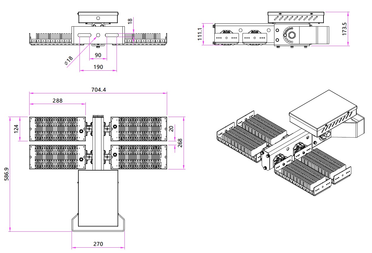 ETL 480W LED Sports Light Fixtures For Tennies Court Lighting 400W