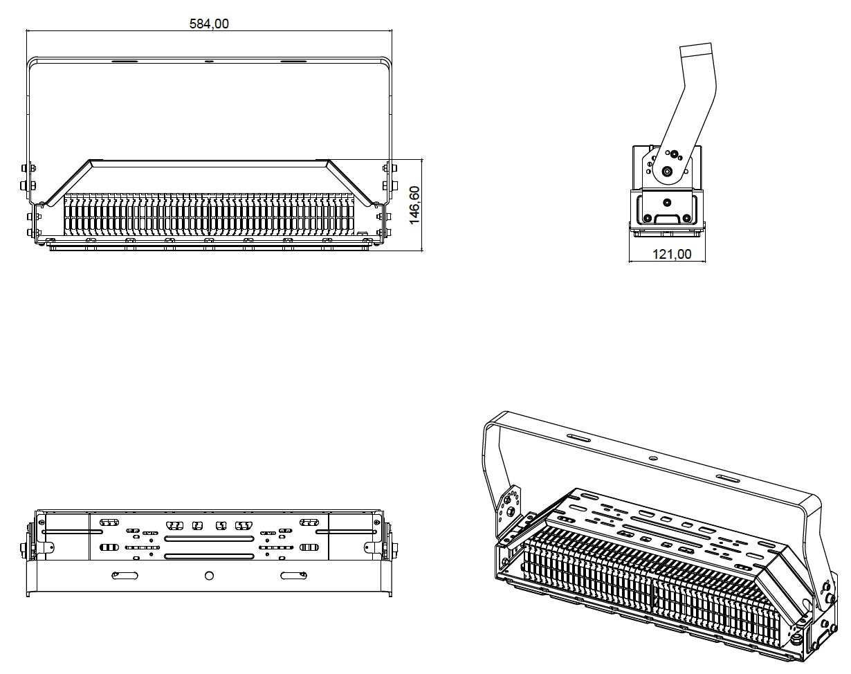 200W LED High Mast Airport Flood Light 240W For Softball Field Lighting
