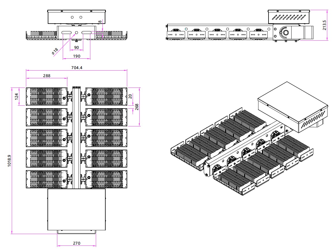 1000 Watt LED Sport Stadium Light /High Mast / Flood Light