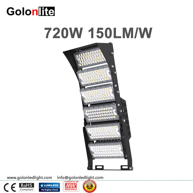 720W LED High Mast Light,Rotating Module,160Lm/W,115200 Lumens,Flood Lighting,Tennis Court Lighting